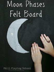 two hands reaching for the moon phases felt board