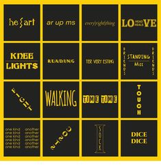 some type of typograms that are yellow and black