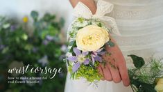 a bride holding a bouquet of flowers in her hands with the words just marriage written on it