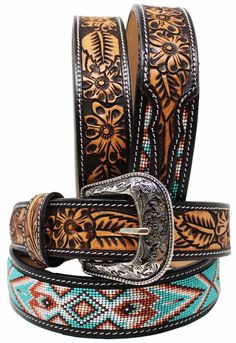 PRICES MAY VARY. 30 inches Floral Turquoise Brown Challenger 1-1/2" wide belt made from genuine heavy-duty full grain cow leather. Belt is beautifully accented with a hand tooled antique floral finish, white contrast stitching, and unique beaded multicolor inlay. This belts make a perfect gift for Christmas and Secret Santa. We recommend to go 2" up from your waist size for a comfortable fit. Comes with a removable engraved silver buckle. Challenger 1-1/2" wide belt made from genuine heavy-duty Cowboys And Indians, Antique Floral, Silver Engraving, Wide Belt, Gift For Christmas, Secret Santa, Full Grain Leather, Cow Leather, Waist Size