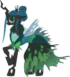 a drawing of a green and black pony with wings on it's back legs