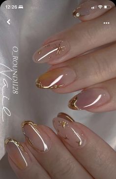 Gold Nail Ideas, Golden Nails, Gold Nail Designs, Blush Nails, Soft Nails, Minimalist Nails, Fire Nails