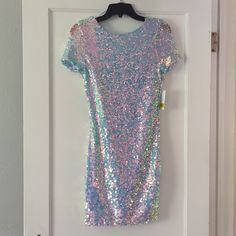 A Beautiful Never Worn Sequin Mermaid Dress Cheap Sequin Dress, Cheap Sequin Dresses For Spring, Gilter Dresses, Colored Sequin Dress, I Love Sparkly Dresses, Unicorn Birthday Dress For Women, Birthday Month Dress, Swiftie Party, Sequin Babydoll Dress