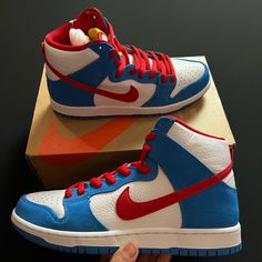 Nike Sb Dunk High Pro Iso �“Doreamon” Photo Blue Red Ci2692-400 Men’s Size 9.5 Brand New With Box High-top Skate Shoes With Red Sole For Sports, Blue Low-top Custom Sneakers With Red Sole, Nike Blue High-top Skateboarding Sneakers, Blue Custom Sneakers With Red Sole And Lace-up, Custom Blue Sneakers With Red Sole And Lace-up, Blue Sneakers With Red Sole And Round Toe, Custom Blue Lace-up Sneakers With Red Sole, Blue Custom High-top Sneakers With Red Sole, Custom Blue High-top Sneakers With Red Sole