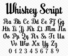 the font and numbers for whiskey script