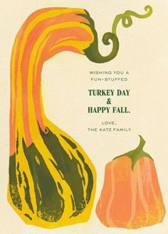 a thanksgiving card with an orange and yellow gourd