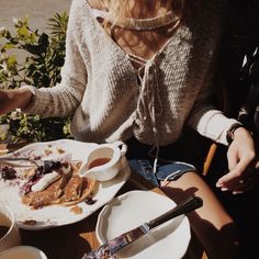 #lunchtime #pancakes #dessert Lemon Blueberry Pancakes, Lemon Pancakes, Blogging Inspiration, Aesthetic Outfit Ideas, Lace Sweater, Lemon Blueberry, Free People Sweater, Autumn Inspiration, Aesthetic Outfits