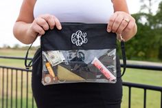 clear bag with monogram