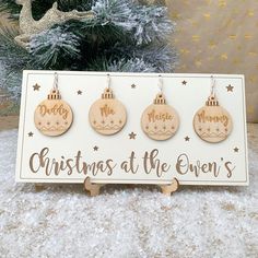 christmas at the even's wooden ornament set