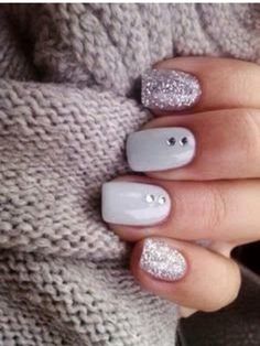 :) Nine Inch Nails, Easy Nails, White Nail Art, Trendy Nail Art, Winter Nail, Nail Designs Glitter, Gel Nail Designs, Fancy Nails, Gel Nail Art