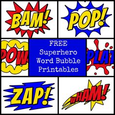 free superhero word bubble printables for kids to use in the classroom or at home