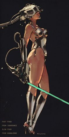 an image of a woman in futuristic garb holding a sci - fioret