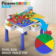 the kids's table is made out of legos