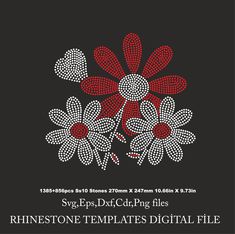 a red and white flower on a black background with text that reads svg eps df