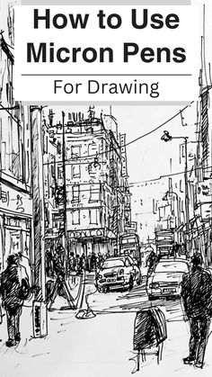 the cover of how to use micron pens for drawing, with an image of people walking