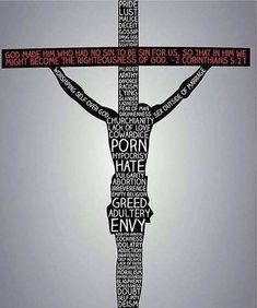 the crucifix is made up of words that are written in different languages