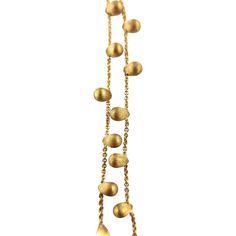 Marco Bicego Siviglia 18K Yellow Gold Beaded Y Necklace  This gorgeous Y necklace by amazing designer Marco Bicego was meticulously crafted from 18K yellow gold for a beautiful finish that will look amazing on anybody!  Length: 16 3/4" Dangle: 4 1/4"  Weight: 10.68 dwt/ 16.60 g  Hallmark: *1021VI 750 Marco Bicego  Very good condition, professionally polished.   Will come packaged in a gift box or pouch (when possible) and will be shipped U.S. Priority Mail Insured. Luxury Gold Briolette Drop Necklace, Luxury Yellow Gold Necklaces With Gold Beads, Luxury Gold Long Drop Necklace, Luxury Long Drop Gold Necklace, Elegant 22k Gold Jewelry With Beaded Chain, 22k Yellow Gold Necklaces With Polished Beads, Yellow Gold Necklace With Dangling Beads For Gift, Yellow Gold Necklace With Dangling Beads As Gift, Yellow Gold Necklaces With Dangling Beads Gift