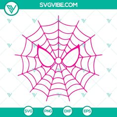 a spider web on a white background with pink and green accents, including the word svvibe com