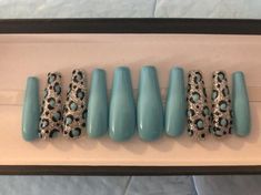 Cheetah Print Nails, Pico Rivera, Teal Nails, Cheetah Nails, Animal Print Nails, Hand Fans, Pretty Acrylic Nails