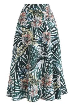 Skirt outfits ideas Midi Skirt Green, Cotton Print Dress, Tropical Print Skirt, Floral Chiffon Maxi Dress, White Wrap Dress, Flower Dance, Floral Print Dress Long, Large Floral Print, Led Dress