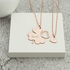 💎 Give a heart to your loved ones with our Clover Necklace. 💎 It is a perfect gift for mom, for sister, for best friend, for dad, for boyfriend. 💎 Give them a gift of both a heart and a necklace of good luck. 💎 Our chain length is 16 inches. If you have concerns about the length of the chain, please share it with me. 💎 Mother- Daughter Necklace, Mom- Child Matching Couple Necklace 💎TECHNİCAL INFORMATION💎 - Clover Pendant height: 20 mm - Clover Pendant width: 17 mm - Heart width: 5 mm -Nec Mom And Daughter Matching Necklace, Matching Necklaces For Mom And Daughter, Rose Gold Charm Necklace For Mom, Heart Pendant Necklace For Birthday Or Valentine's Day, Anniversary Hallmark Charm Necklace For Mother's Day, Heart Shaped Charm Necklace For Best Friend, Rose Gold Name Necklaces For Valentine's Day, Rose Gold Necklaces With Name For Valentine's Day, Heart Pendant Jewelry Charms For Best Friend Gift