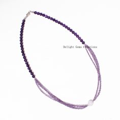 "Product Details : ITEM : AMETHYST BEADED DESIGNER NECKLACE Item Code : DGC3044 Gemstone Name : PURPLE AMETHYST, PINK AMETHYST Chain Style : BEADED Beads Shape : ROUND Length : 18\" Approx Customization : **Available** Please Feel Free To Contact If You Have Any Query." Amethyst Gemstone Beaded Necklace, Purple Amethyst Pearl Necklace, Purple Gemstone Necklaces With Round Beads, Purple Amethyst Gemstone Beads Pearl Necklace, Purple Amethyst Pearl Necklace With Gemstone Beads, Amethyst Gemstone Beaded Necklaces, Purple Gemstone Beaded Necklaces, Purple Necklace With Round Stone Beads, Purple Necklaces With Round Stone Beads