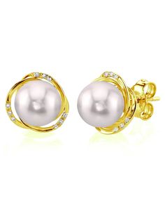 These beautiful pearl earrings add a touch of class to every occasion. The earrings feature two AA+ quality, 7.5-8.0mm Akoya cultured pearls, hand-picked for their gorgeous luster and surface. These pearl earrings comprise of approximately .10 carats of SI-quality diamonds on both mountings, and are made of 2.4 grams of the highest quality 14K gold. All pearl earrings are approved by our staff of GIA pearl experts and come packaged in a beautiful jewelry box. Please view the options below to cus Elegant Akoya Pearl Earrings With High Luster, Elegant Round Pearl Earrings With High Luster, Akoya Pearl Earrings For Evening, Elegant High Luster Pearl Earrings, High Luster Round Pearl Earrings For Evening, High Luster Pearl Earrings For Evening, Evening High Luster Round Pearl Earrings, Pearl Trend, South Sea Pearls Earrings