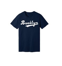 Men Brooklyn navy blue tshirt with famous Brooklyn dodgers white print script. Soft light weight 100% cotton Designed and printed in Brooklyn, NY. Wash inside out. Gift wrapping available free of charge. Thank you for stopping by! Navy Collegiate T-shirt With Letter Print, Collegiate Navy T-shirt With Letter Print, Navy Collegiate Style T-shirt With Letter Print, Navy Tops With Letter Print For Baseball Season, Navy Letter Print Tops For Baseball Season, Navy Collegiate T-shirt With Graphic Print, Collegiate Navy T-shirt With Graphic Print, Collegiate Navy Graphic Print T-shirt, Navy Casual T-shirt For Sports Events