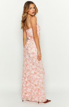 Renesmee Pink Floral Chiffon Maxi Dress – Beginning Boutique US Floral Chiffon Maxi Dress, Pink Floral Maxi Dress, Prom Midi Dress, Semi Formal Dresses, Chiffon Maxi, Long Crop Top, Chiffon Maxi Dress, Floral Chiffon, Birthday Dresses