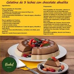 an advertisement for gelatina de 3 tehes con chocolate abuelita