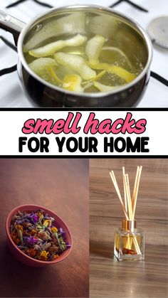 Natural DIY methods to enhance home fragrance, including boiling lemons and potpourri recipes, for a fresh and inviting scent. Homemade Linen Spray, Air Freshener Recipes, Easy Diy Hacks, Diy Cleaning Hacks, Lifestyle Quotes