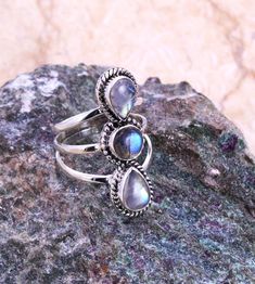 925 Silver Ring, Labradorite Ring, Moonstone Ring, Multistone Ring, Designer Ring, Womens Ring, Wedding Ring, Customized ring size J TO Z Gemstone - Moonstone & Labradorite ( please select your ring size drop down menu ) Gemstone Shape - Pear Stone size :-  Metal - 925 Sterling Silver Metal Purity - 92.5% Solid Silver Customization: After you order, we will craft your selected ring as per your required ring size. Ring size chart is also uploaded. Handling Time - We will dispatch your item within Silver Multi-stone Moonstone Ring In Spiritual Style, Spiritual Silver Multi-stone Moonstone Ring, Silver Moonstone Multi-stone Rings, Adjustable Silver Moonstone Multi-stone Ring, Multistone Ring, Ring Moonstone, Womens Ring, Labradorite Ring, 925 Silver Ring