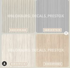 four different types of wood flooring with the words brixburg decals prestox