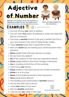 Adjective of Number (Examples, List & Worksheet) Countable Nouns, Good Adjectives, Describing Words, Phonics Sounds, English Worksheets For Kids