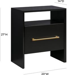 the side table is shown with measurements for each drawer