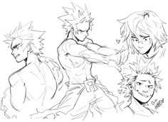 some sketches of the characters from naruta and his brother, who is holding onto another