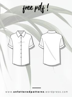 the front and back view of a shirt with short sleeves