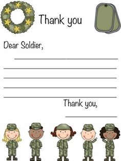 a thank card with soldiers and wreaths