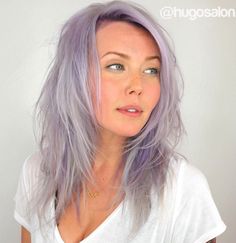 Lavender Shag Hairstyle Haircuts Fine Hair, Medium Shag Hairstyles, Pastel Purple Hair, Dunner Wordend Haar, Medium Shag Haircuts, Long Shag Haircut, Long Shag, Shag Haircuts, Shag Hairstyles