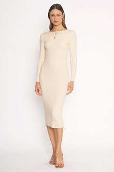 Long sleeve bodycon dress with open back and chain detail. Style Number | SCSK287IMK Dress With Open Back, Summer Dates, Sleeve Bodycon Dress, Long Sleeve Bodycon, Long Sleeve Bodycon Dress, Girls Night Out, Dresses Xs, Girls Night, Cocktail Party