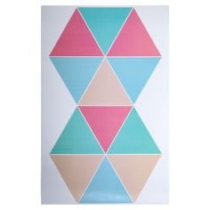 an abstract painting with pink, blue and green shapes