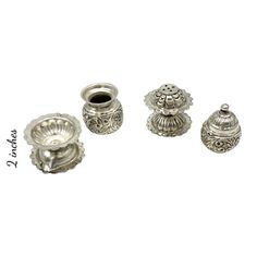 Description: Product Details: German Silver washable plain heavy round tray with German Silver washable Pooja thali and other items Material : German Silver Color: Silver It's 5- Piece Set This Set includes (sizes in Inches are approximate) Thali : 1 piece (12 inches size in round Shape) Plain Kalisam : 1 piece ( 2 inches height) lamps Diya : (2 inches height) Agarbatti stand : 1 pieces (2-3 inches height) GERMAN SILVER WASHING TIPS!!!!! Use only Colgate powder to wash articles In order to maint Silver Puja Items, Silver Pooja Thali, Agarbatti Stand, Hindu Mandir, Haldi Kumkum, Rakhi For Brother, Pooja Thali, Silver Pooja Items, Clear Plastic Bags