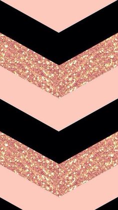 a pink and black chevroned background with gold glitter on the bottom diagonal stripes