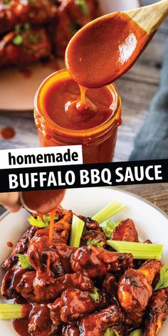 the recipe for homemade buffalo bbq sauce is shown