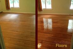 an empty room with hard wood floors and windows