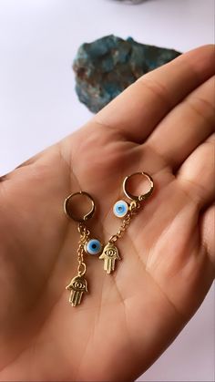 Hamsa & Evil Eyes Earrings * Dangle Earrings * 18 K Gold Filled Earrings * Evil Eye Earrings * Hamsa Earrings * Minimalist Earrings* Cheap Evil Eye Drop Earrings, Gold Plated Dangle Cartilage Earrings For Gift, Hypoallergenic Gold Plated Dangle Cartilage Earrings, Hypoallergenic Gold-plated Dangle Cartilage Earrings, Gift Dangle Cartilage Earrings, Hypoallergenic Dangle Cartilage Earrings As Gift, Nickel-free Gold Plated Dangle Plug Earrings, Handmade Dangle Cartilage Earrings As Gift, Handmade Dangle Cartilage Earrings For Gift