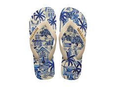 Havaianas Farm Blue Street Flip-Flops - Women's Sandals : Beige : Step light and bright wearing the Havaianas Farm Blue Street Flip-Flops. Crafted from rubber, these waterproof flip flops offer style and durability. It features allover iconic print, round toe design, thong style straps, and metallic logo on one strap. Rubber insole. Rubber outsole. Made in Brazil. Measurements: Weight: 4.24 oz Product measurements were taken using size EU 37-38 (US Men's 5-6, Women's 7-8), width M. Please note t Haviana Flip Flop, Havaianas Aesthetic, Flip Flops Aesthetic, Street Style Oversized, Havaianas Farm, University Outfits, Looks Aesthetic, Aesthetic Soft Girl, Cute Flip Flops