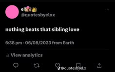 the tweet is posted to someone on their twitter account that says nothing beats that sibling love