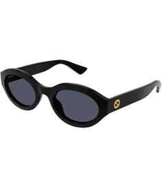 From Gucci&#x2C; these women's sunglasses feature:Injection frameOval shapeSolid lensRx ableNon-polarizedApprox. 53mm lens- 22mm bridge- 140mm templeImported. Gucci Classic Cat Eye Sunglasses With Uv Protection, Classic Gucci Cat Eye Sunglasses With Uv Protection, Black Oval Sunglasses With Gradient Lenses, Oval Black Sunglasses With Gradient Lenses, Chic Oval Sunglasses With Polarized Lenses, Chic Oval Sunglasses With Mirrored Lenses, Chic Oval Sunglasses With Uv Protection, Chic Oval Sunglasses With Tinted Lenses, Luxury Oval Sunglasses With Gradient Lenses