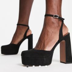 Soft Felt Like Material. Black Platform Sandals With Pointed Toe, Asos Shoes, Platform High Heel Shoes, Platform High Heels, Shoes Shoes, High Heel Shoes, Black Color, Shoes Heels, High Heels